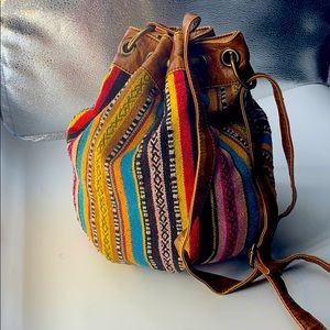 Leather Pattern Drawstring Bag